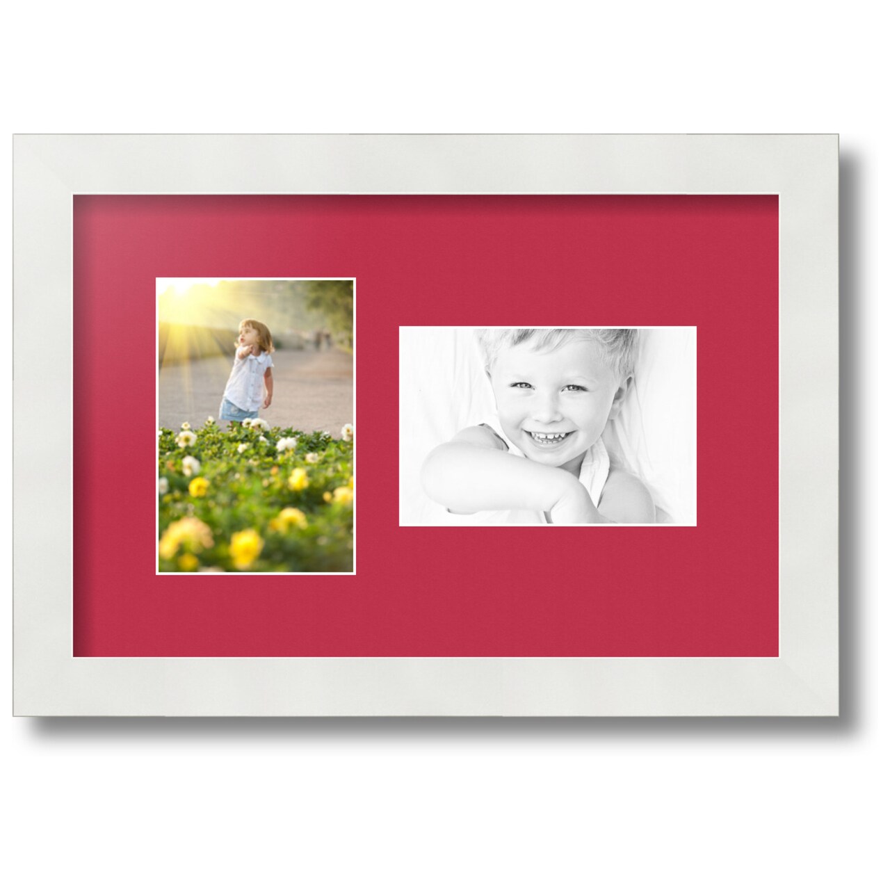 ArtToFrames Collage Photo Picture Frame with 2 - 4x6 inch Openings, Framed in White with Over 62 Mat Color Options and Regular Glass (CSM-3966-102)